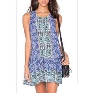 Lovers + Friends Ikat‎ Blue Tunic Dress Ruffle XS Babydoll Fairy